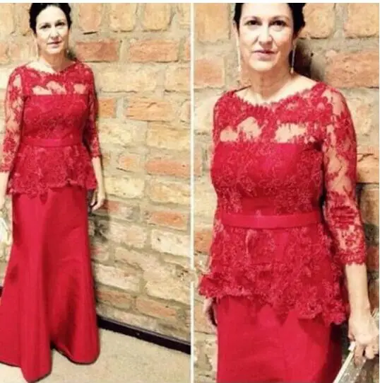 2017 Красный Кружева Русалка Мать Невесты Платья Sheer Декольте Вечернее Платье