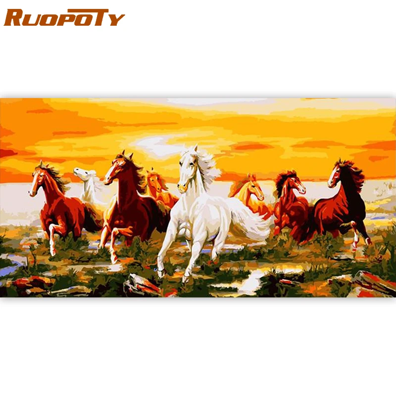 RUOPOTY 60x120 см рама бегущая лошадь DIY Набор для рисования по номерам современная