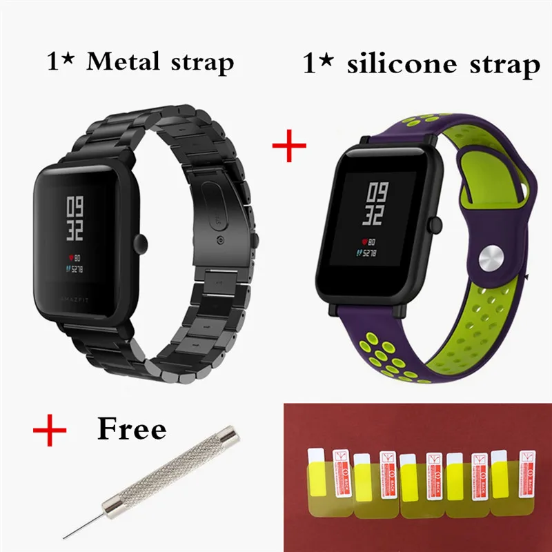 black 11 20 мм Металлический Стальной ремешок для Huami Amazfit Bip Lite samsung Galaxy watch Ременная Передача S2 S4 band Garmin Vivoactive 3 band - Цвет: black 11