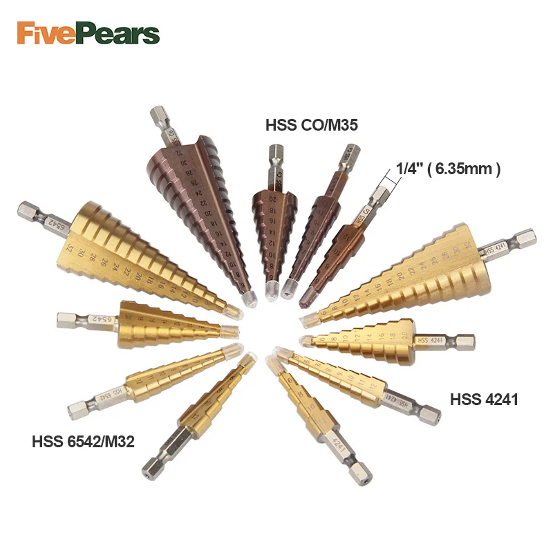 Сверло-фреза fivepear высокоскоростное ступенчатое сверло в форме пагода набор