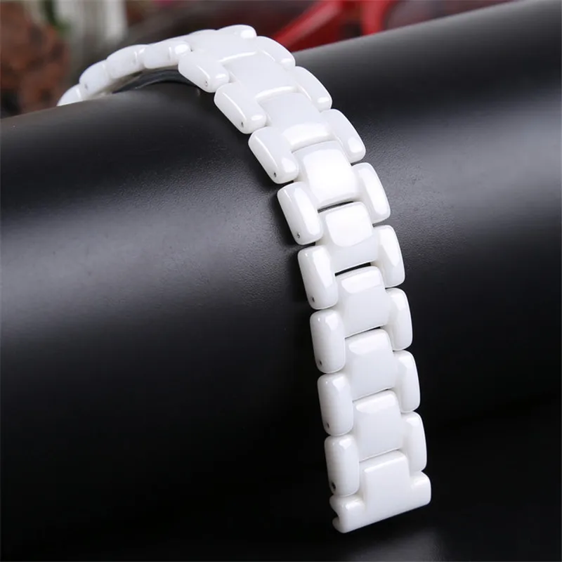 HQ 14 mm White Ceramic Watchband 7MM Concave Interface End Replacement Watch Strap Small Bracelet Wristwatches Bands Belt Tool