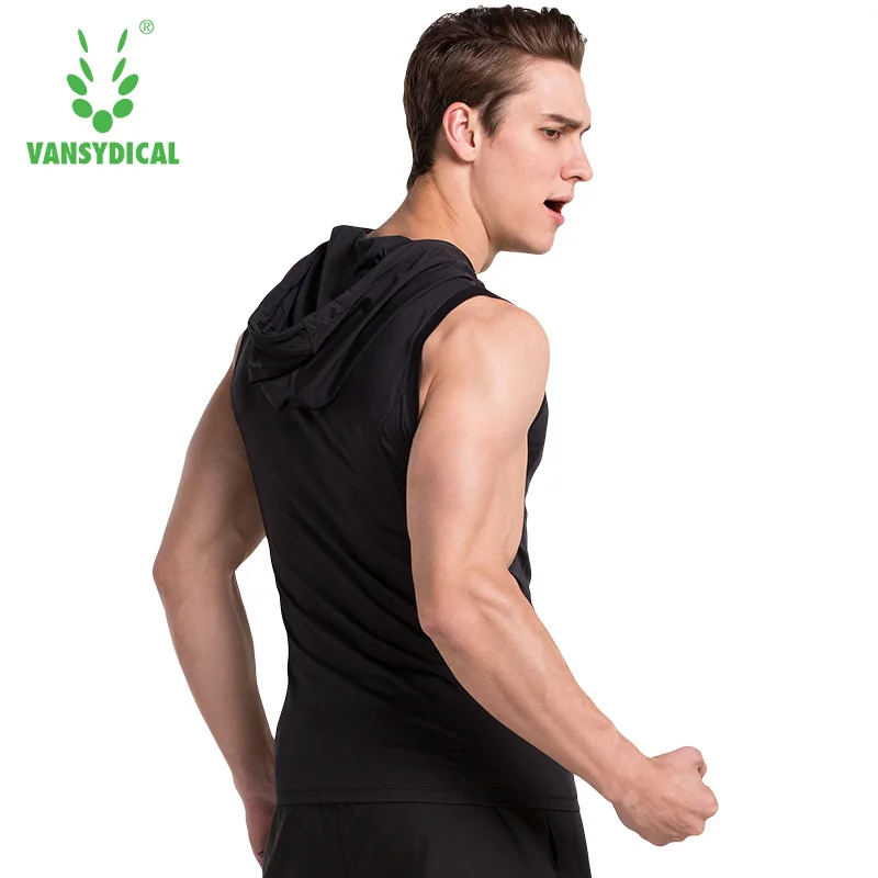 VANSYDICAL мужские однотонные толстовки без рукавов куртки для бега быстросохнущая