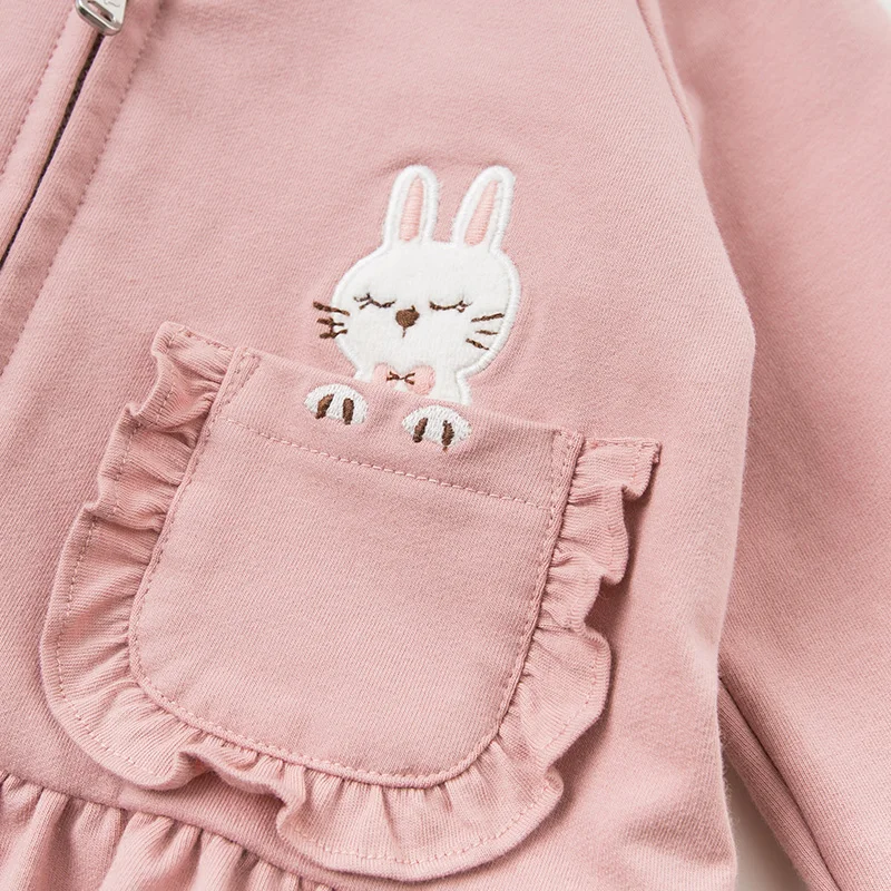 DBM10840 dave bella spring autumn baby girls cute rabbit hooded coat children tops fashion infant toddler outerwear | Детская одежда и