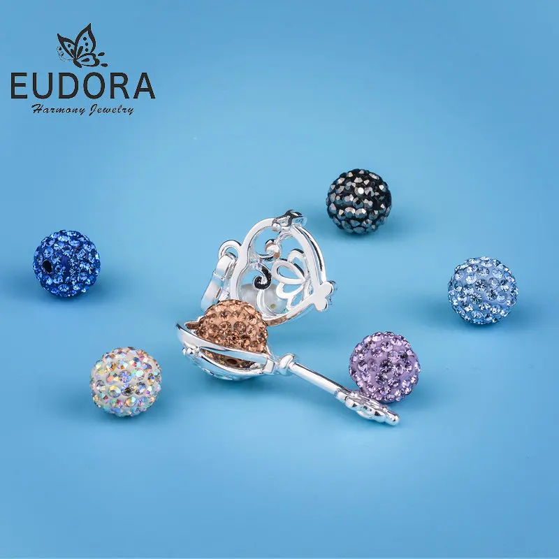 Медальон для ключей Eudora с кристаллами подвеска-клетка ожерелье серебряным