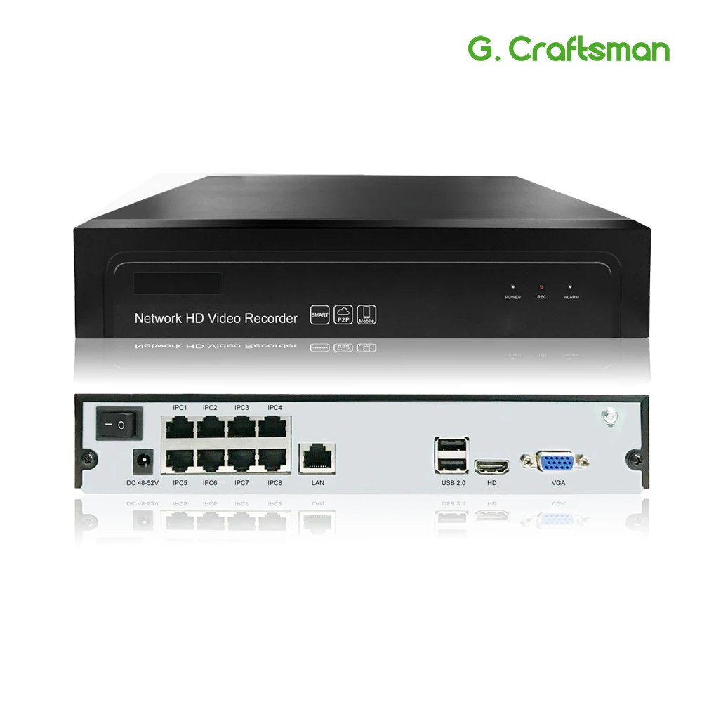 8ch POE NVR H.265 + 1080P сетевой видеорегистратор 1 HDD 24/7 записывающая IP камера Onvif 2 6 P2P