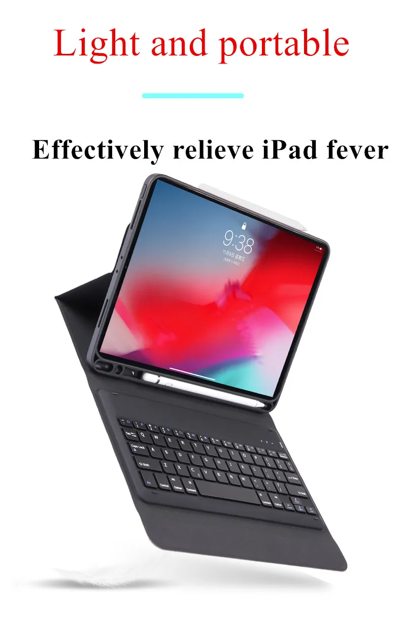 Роскошный Bluetooth клавиатура подставка для ручки Чехол для iPad Pro 12,9 дюйма беспроводной PU кожаный Интеллектуальный чехол для клавиатуры для iPad чехол