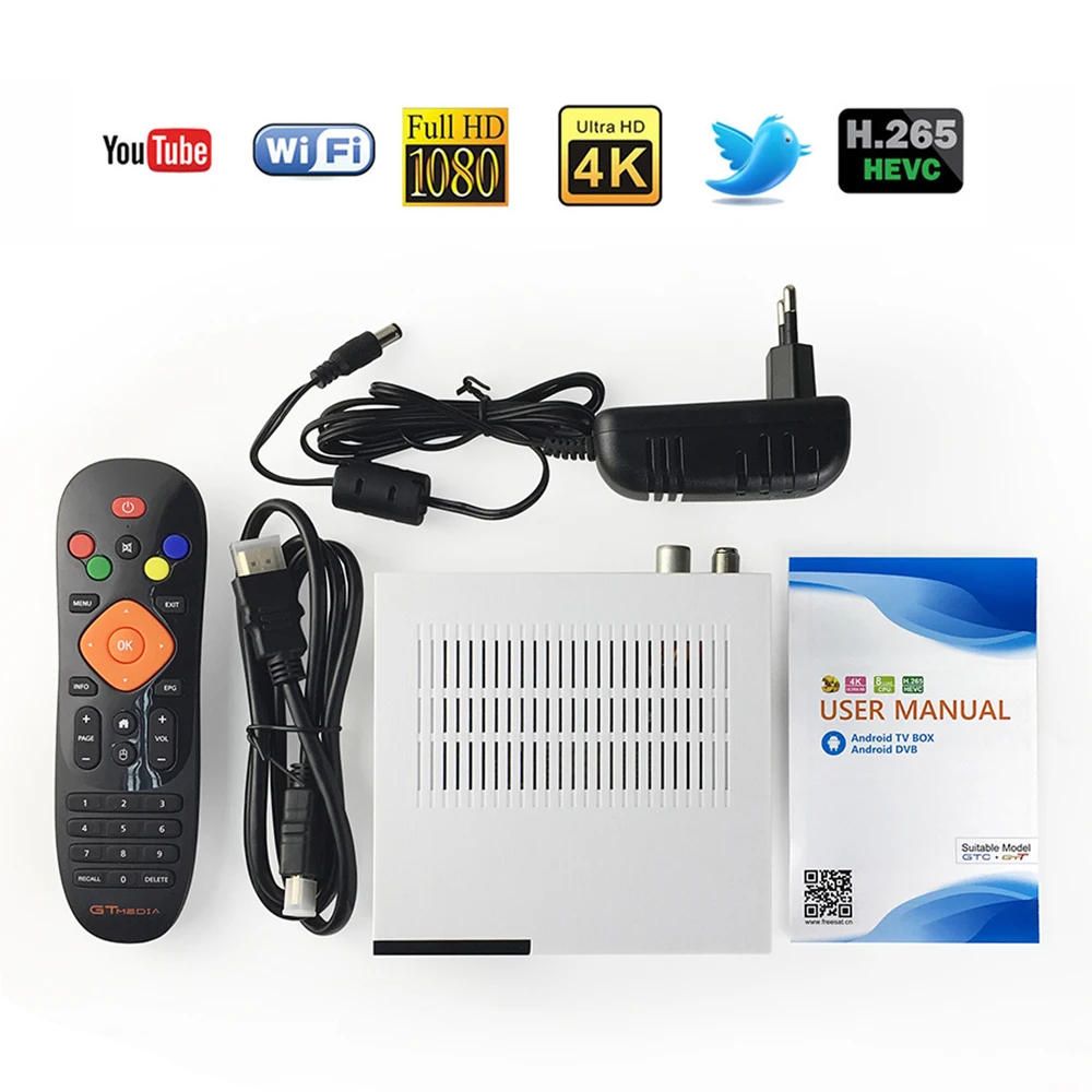 2 ГБ + 16 Android tv BOX GTmedia GTC с DVB-S2 DVB-C ISDB-T DVB-T2 спутниковый ТВ приемник К 4 к HDMI 0 Set-Top Box Media