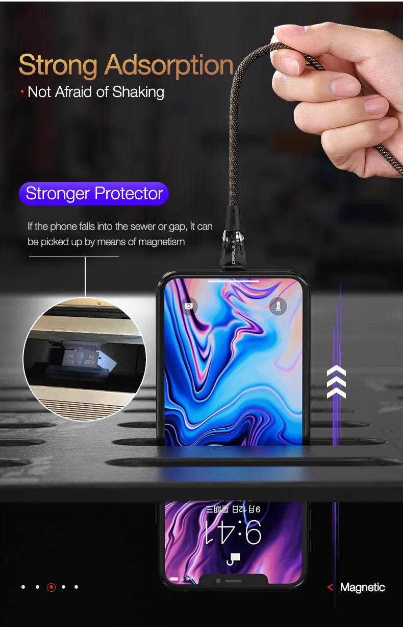 Cafele QC3.0 Магнитный USB кабель для iPhone type C Micro USB кабель для зарядки для iPhone X XS Xiaomi 9 huawei P30 Pro зарядный провод