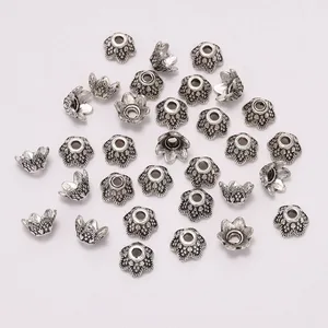 50 шт.лот, 7 мм, 6 лепестков, бусины, колпачки, цветок, резные, свободные, сверкающие, конусные, для самостоятельного изготовления ювелирных изделий, серьги