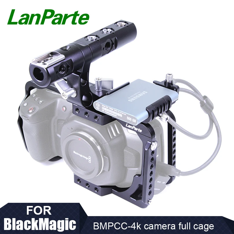 Lanparte BMPCC 4K камера Полная Клетка ручка с холодным башмаком SSD T5 зажим для Samsung Blackmagic