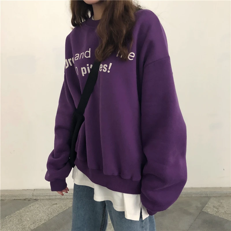 2 colors 2018 autumn and winter korean style letter print long-sleeve thicking warm sweatshirts pullover womens (y3126) | Женская одежда