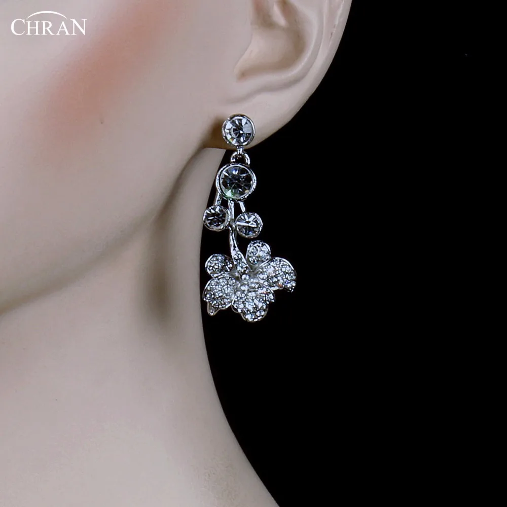 CHRAN Silver Plated Flower Wedding Jewelry Set for Bridesmaids Lovely Crystal Bridal Party Accessories | Украшения и аксессуары