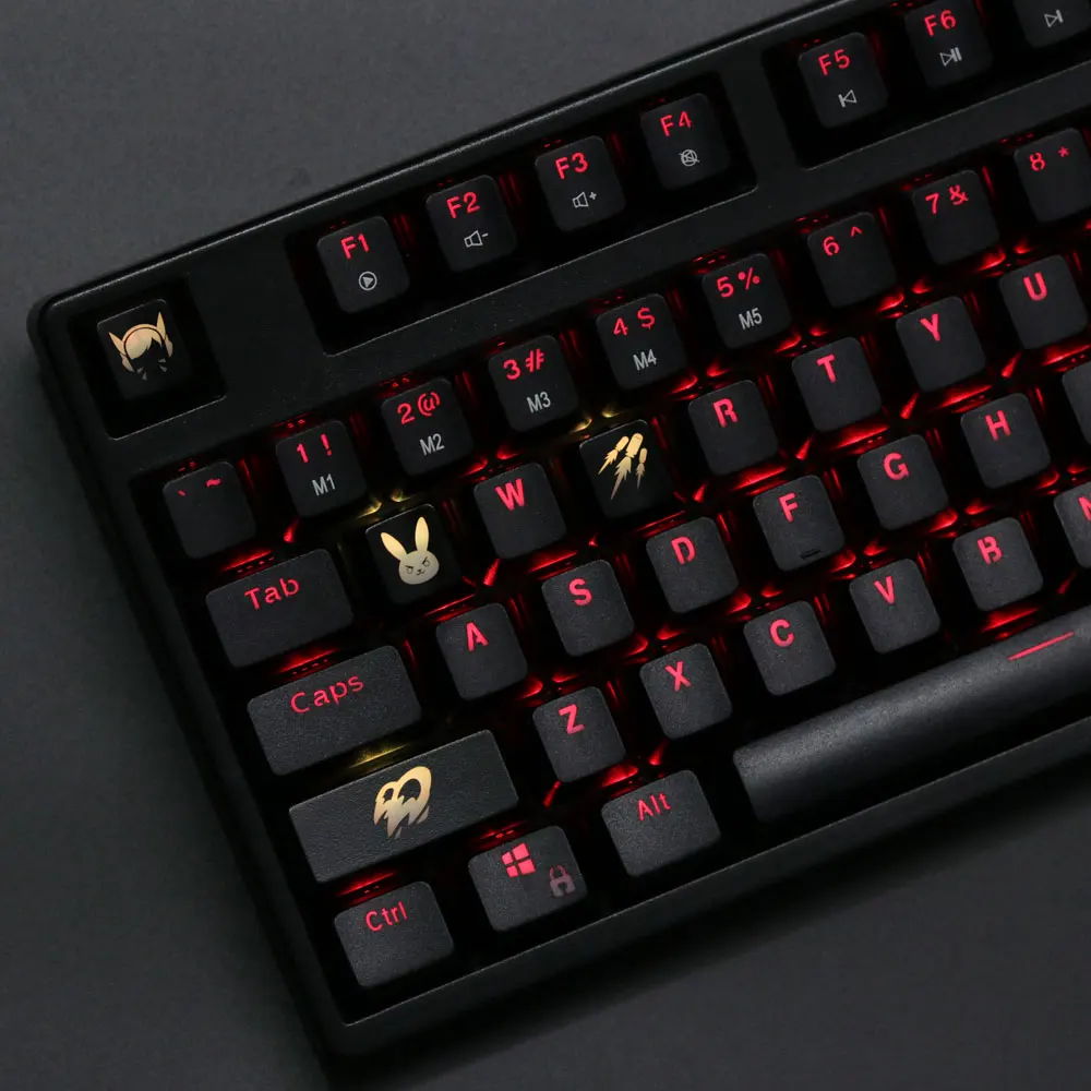 [Keycaps] 4 клавиши Overwatch gamer theme keysets подсветка OW keycaps ABS etched Keycap shine-сквозная для механической клавиатуры ANS - Цвет: DVA-only keycaps