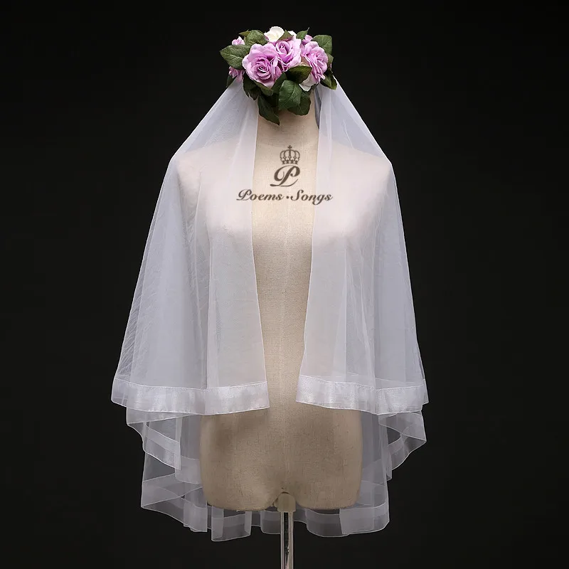 Poems Songs high quality wedding veil two layer newstyle Simple Bridal Veil + Comb elegant ivory white bridal free shipping | Свадьбы и