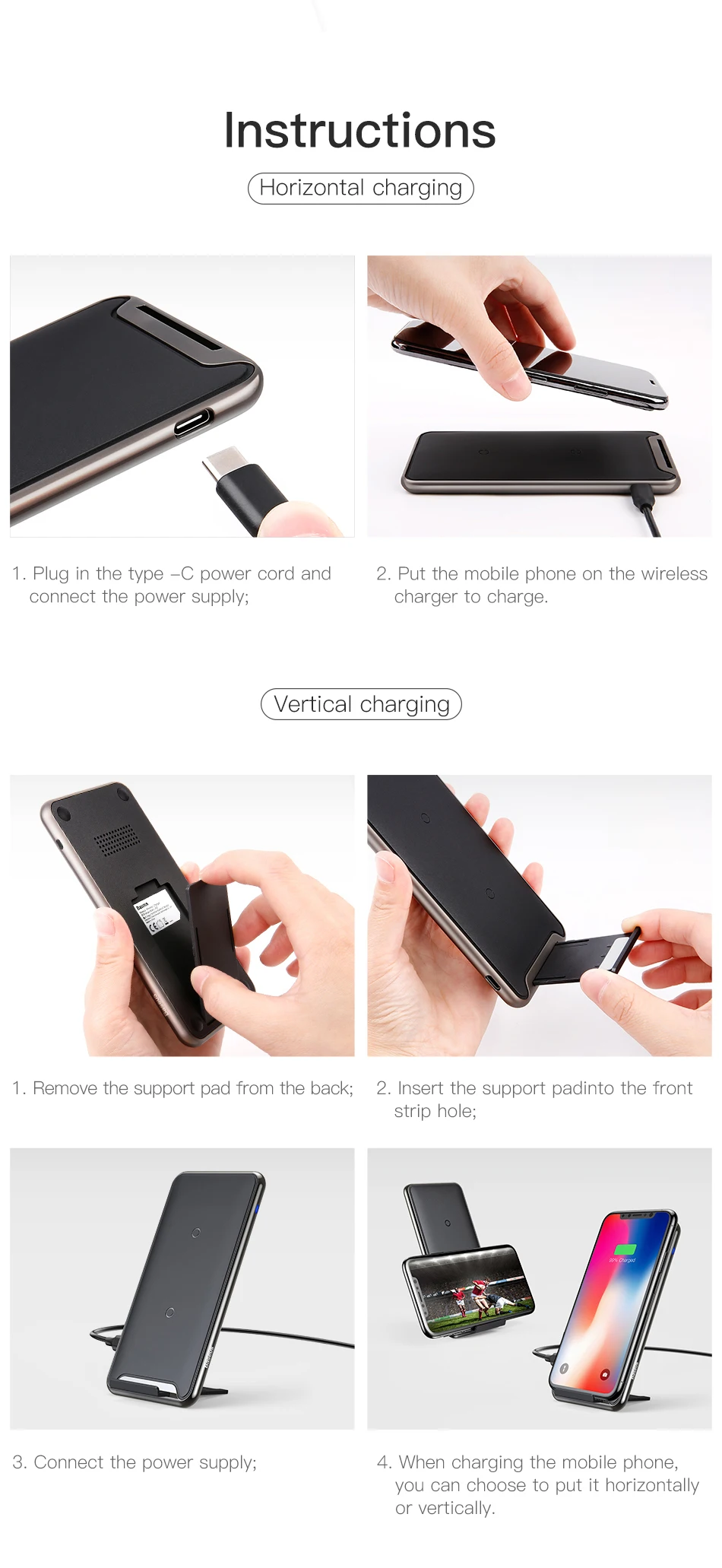 Baseus 10 Вт 3 катушки Беспроводное зарядное устройство для iPhone X/XS/XR Max 8 8 Plus 11 Pro для samsung Note 9 Qi беспроводной зарядный коврик