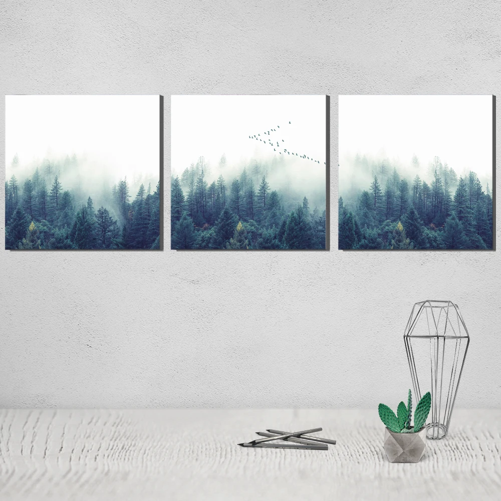 

Nordic Decoration Forest Landscape canvas poster Paintings on The Wall The Triptych Thomas Kinkade Prints Art Prints Obrazy