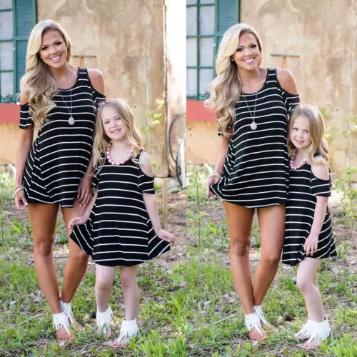 Одежда для мамы и дочки родителей детей в полоску топы девочек Семейный комплект