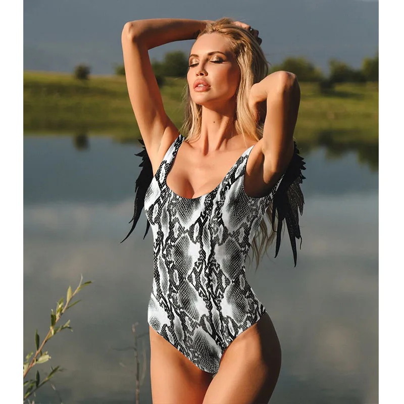 2019 сексуальный цельный купальник женский боди купальники с крыльями летняя