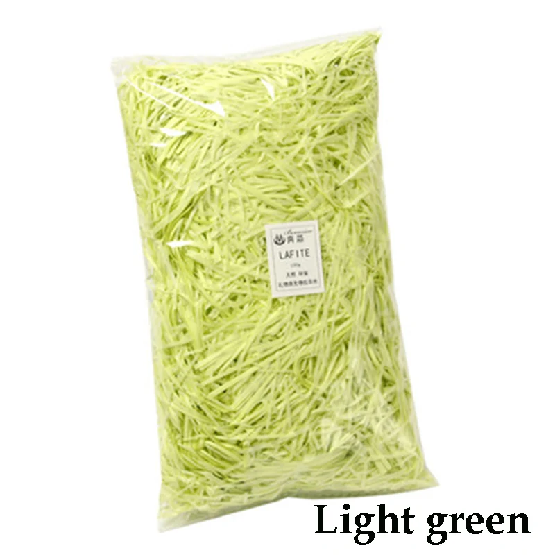 100g lighe green 100 г цветная измельченная сморщенная бумажная рафия коробки для конфет DIY подарочная коробка материал наполнения ткани праздничная подарочная упаковка наполнитель Декор - Цвет: 100g lighe green