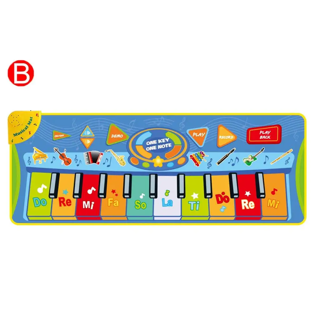 Type B 130x 48cm Большой размер музыкальный коврик детский игровой коврик для пианино клавиатура игрушечный музыкальный инструмент игровой ковер музыкальные игрушки развивающие игрушки для детей Подарки - Цвет: Type B 130x 48cm