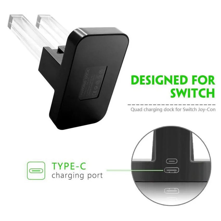 Зарядная док станция с 4 зарядными станками и светодиодный индикатор для Nintendo Switch
