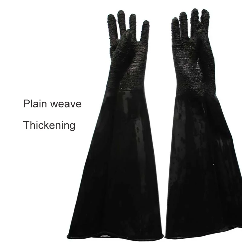 plain weave type Пескоструйные резиновые перчатки длинные утолщенные с частицами износостойкие перчатки пескоструйные рабочие кислотно-щелочные перчатки - Цвет: plain weave type