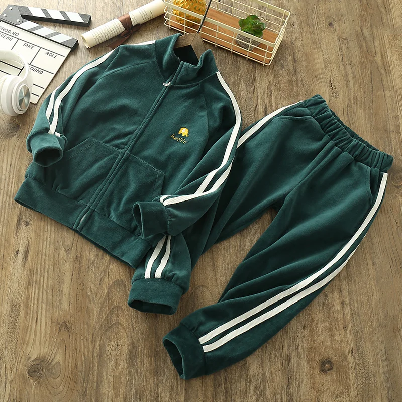 New Style Embroidery Kids Boys and Girls Tracksuits Sportswear fleece jacket Spring Autumn Clothes Children Casual Set 8colors | Детская