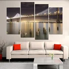 HD Печатный 4ps bay bridge по ночам Сан-Франциско Картина декор комнаты печать плаката картина холст Бесплатная доставкаXA007