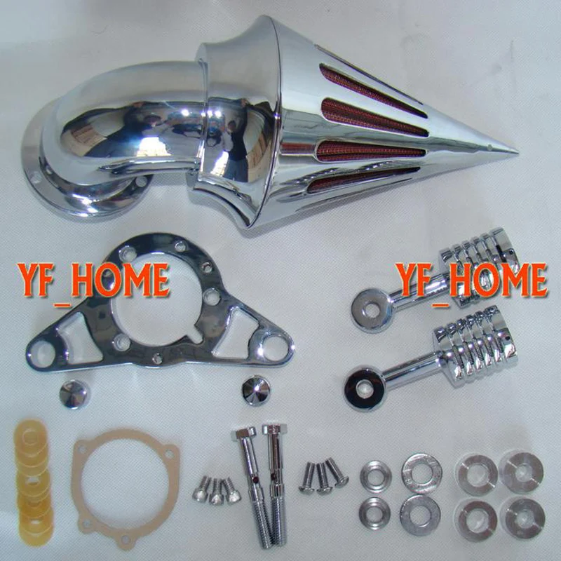 

Chrome Motorcycle Air Filter Intake Kit Spike Washable Clearner for Harley Cross Bones Softail EFL Dyna Touring Glide 2001-2009