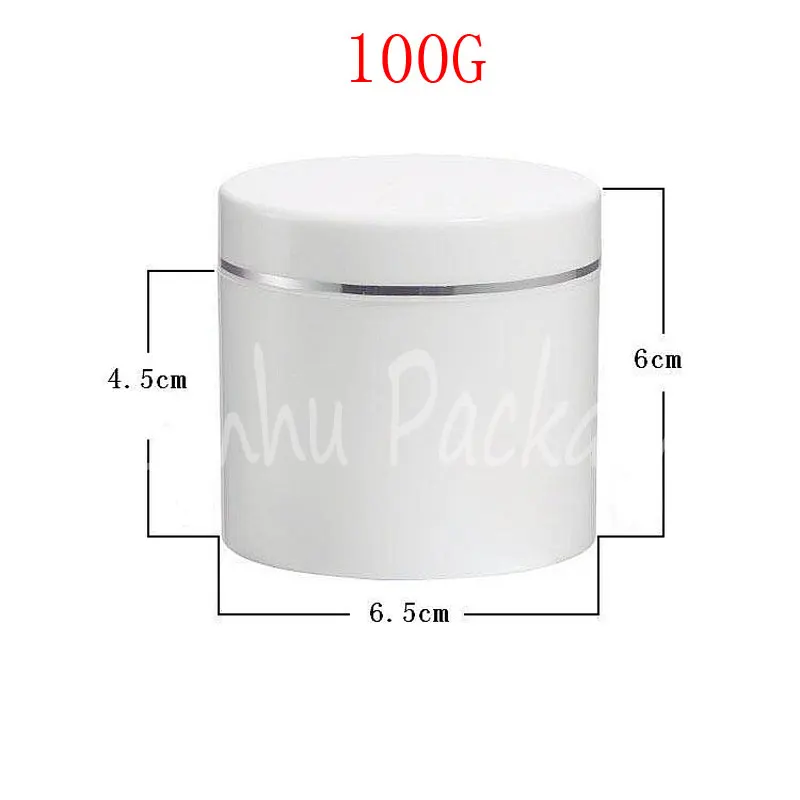 

100 г белая пластиковая банка для крема, косметический пластиковый контейнер 100CC, маска/крем для глаз, упаковка для макияжа, контейнер, горшок (20 шт./лот)