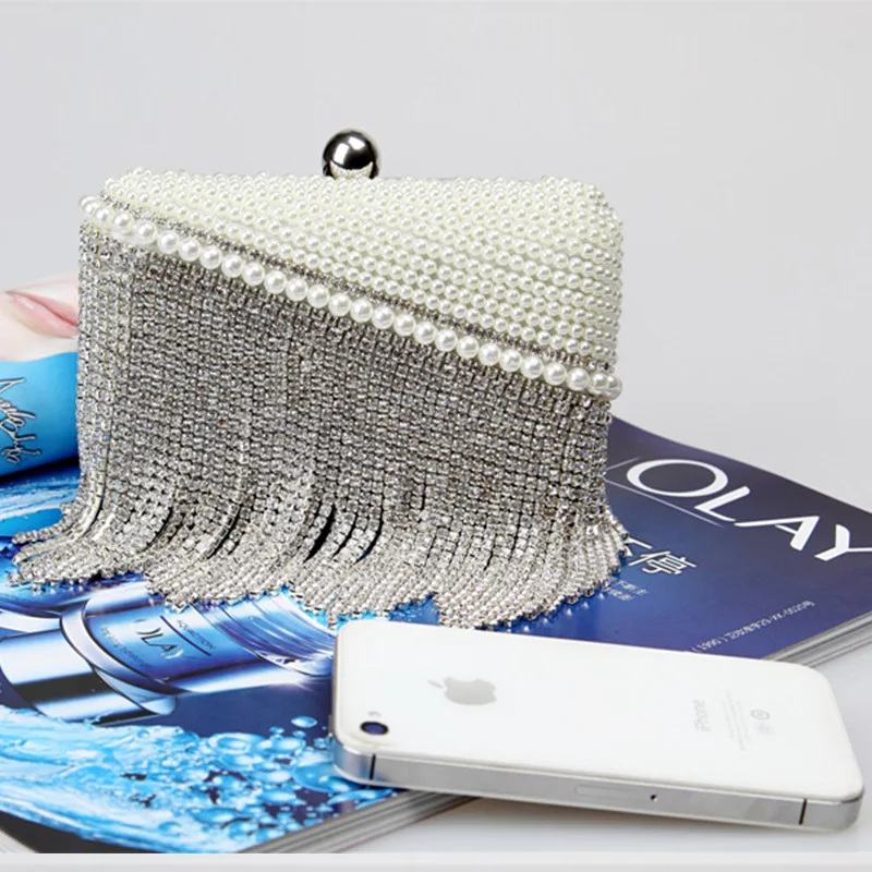 

Party Evening Bag Glitter Hasp Beaded Tassels Purses Rhinestones Crystal Evening Handbag Clutch Weding Bags Mini Party Club Bag