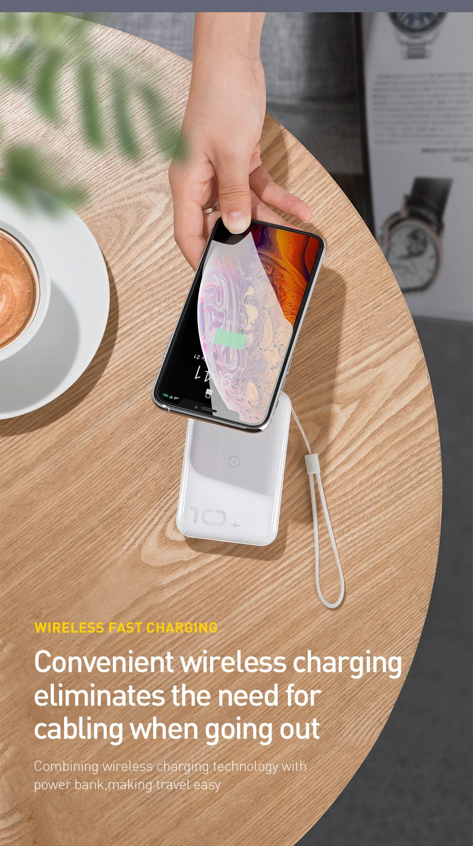 Baseus портативное 10 Вт Беспроводное зарядное устройство 10000 мАч Внешний аккумулятор для iPhone samsung Xiaomi быстрая Беспроводная зарядка внешний аккумулятор