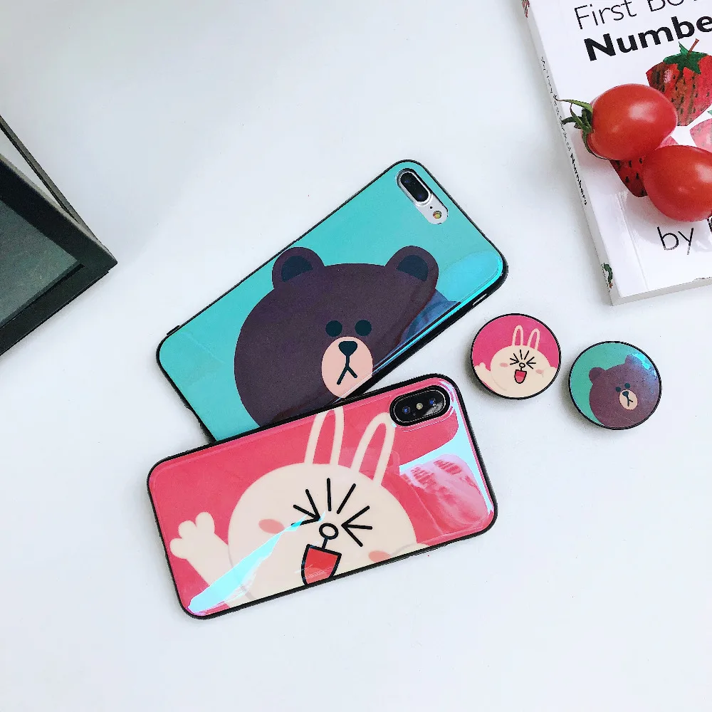 Милый мультфильм Бурый Медведь Кролик чехол для телефона IPhone 7 P телефон оболочки