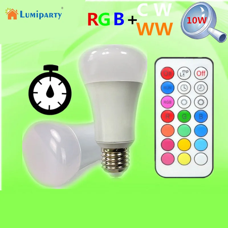 LumiParty 10 Вт 900LM E27 LED RGBW лампа с 21 кнопки инфракрасный пульт дистанционного
