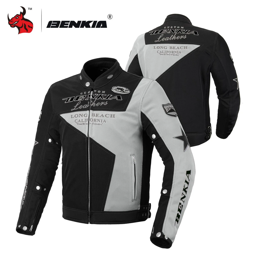 

BENKIA Motorcycle Jacket Protective Gear Men Motorbike Clothing Spring Summer Autumn Breathable Mesh Racing Riding Moto Jacket