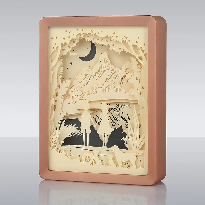 3D Бумага резная лампа для влюбленных ночные светильники ABS рамка светодиодная