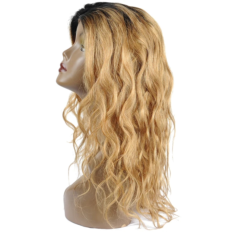 Shining Star Ombre блондинка тело волна Синтетические волосы на кружеве парик T1B 27