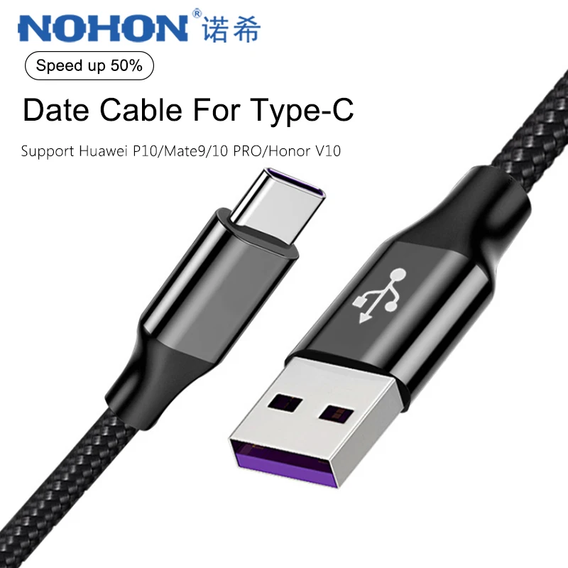 Кабель NOHON USB 5A Type C для Huawei P10 Mate10 9 Pro Samsung Xiaomi Mi 5X 6X redmi Note7 OnePlus шнур быстрой зарядки и