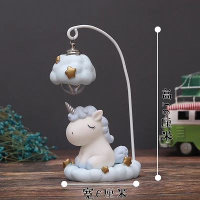 Night Light Blue Ночной светильник в виде единорога, копилка, светодиодный музыкальный ящик в форме единорога, часовое стекло, домашний декор для детей, подарок для спальни, стеклянная крышка, декор D020 - Цвет: Night Light Blue