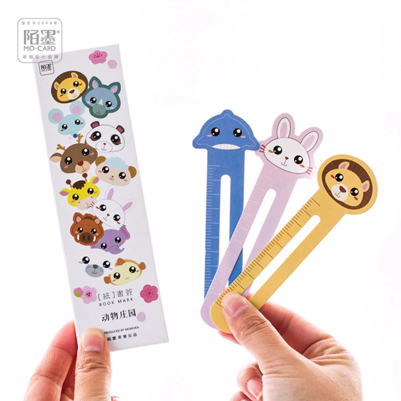 

30pcs/box kawaii Animal manor book folder ruler decorative Cartoon Bookmarks Office School Supply Stationery Gift Free shipping