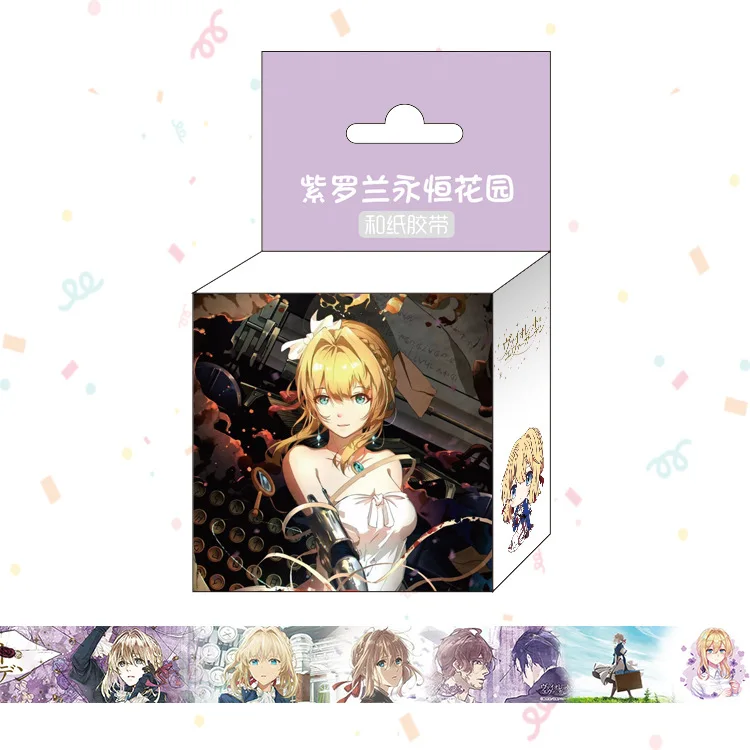 Violet Eternal Garde 15 мм* 5 м аниме наклейки My Hero Academy для костюма черного дьякона так далее поп лента с рисунками декоративный клей Decora для Diy ноутбука автомобиля этикетки - Цвет: Violet Eternal Garde