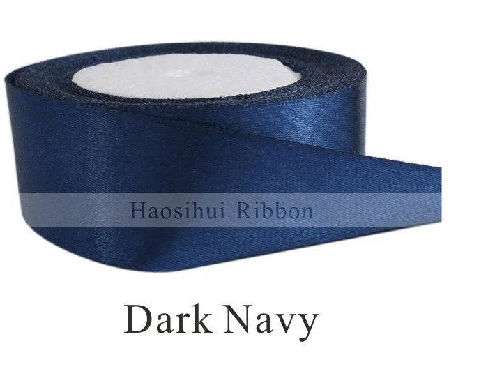 Dark Navy 5/"(15 мм) 25 ярдов/LotWedding атласные шелковые ленты односторонние ленты подарочная упаковка кружева DIY Аксессуары 32 Цвета - Цвет: Dark Navy