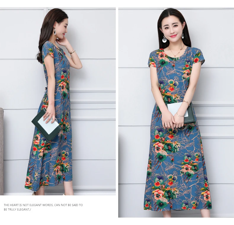 Vestidos mujer, ограниченная серия, новинка, с круглым вырезом, до середины икры, Vestido, Longo, Vanled, платье, женское, с коротким рукавом, круглый вырез, длинное, с принтом, тонкое