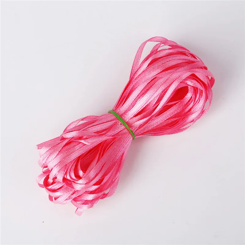Dark Pink 3 мм 25 ярдов/партия ручной работы DIY шелковая атласная лента для судов Швейные Ткань подарок Обёрточная бумага Рождество Свадебная вечеринка украшения - Цвет: Dark Pink