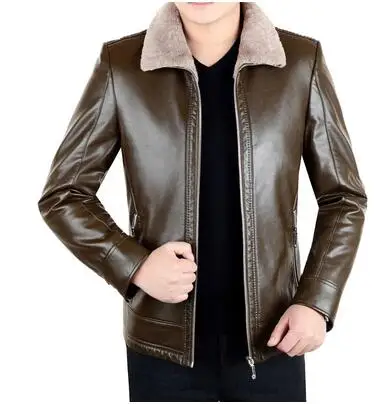89223 Brown Хит, зимняя новая модная деловая повседневная мужская кожаная куртка, Мужская Шуба из натуральной кожи, зимние куртки из овчины - Цвет: 89223 Brown