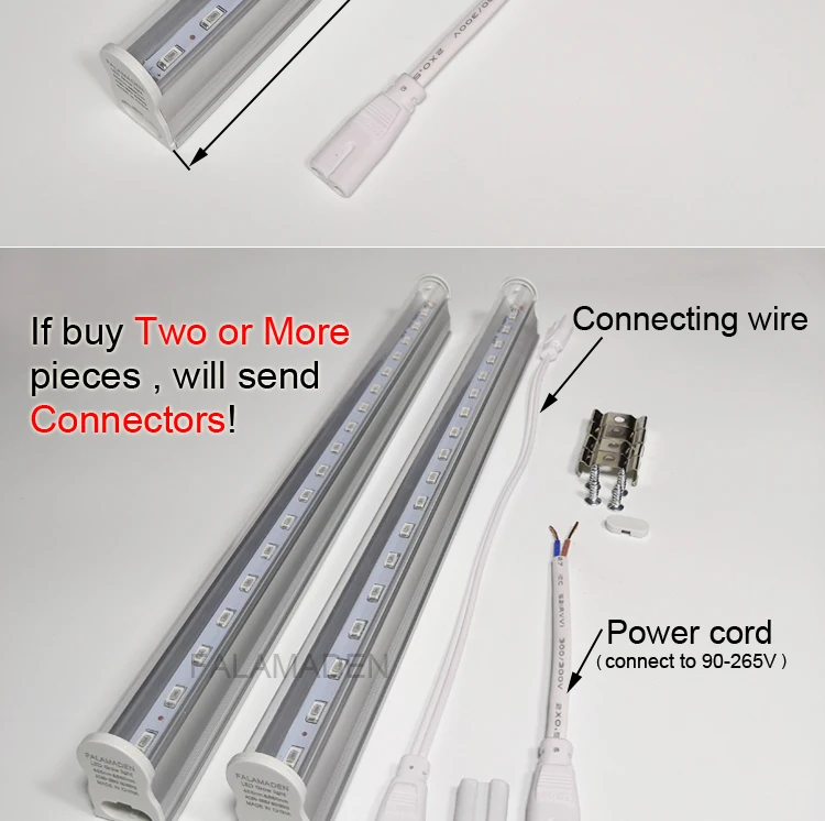 660nm+ 455nm спектры T5 светодиодный светильник для выращивания 30 см соединительный кабель и жесткий соединитель может повысить рост рассады и растений