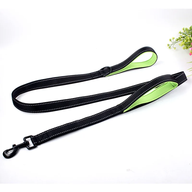 Black green Поводки для питомцев, собак 2 ручки с мягкой густой мягкий большой Поводок для собак шнурок-веревка два слоя нейлон безопасности Управление для Товары для собак - Цвет: Black green