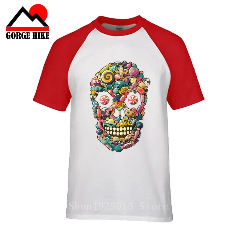 Футболка мужская в готическом стиле с изображением леденца и черепа | Мужская