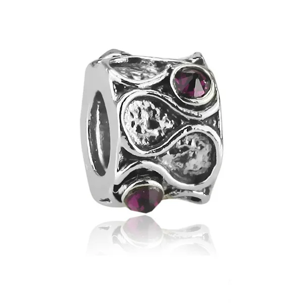 Бусины-талисманы с фиолетовыми или красными стразы европейские металлические