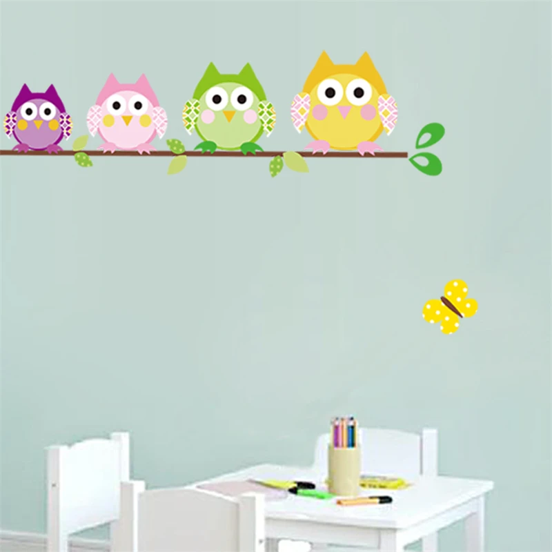 Lovely Owls Wall Stickers For Girls Room Bedroom Home Decoration Diy Animal Bird Pvc Mural Art Kids Decals | Дом и сад